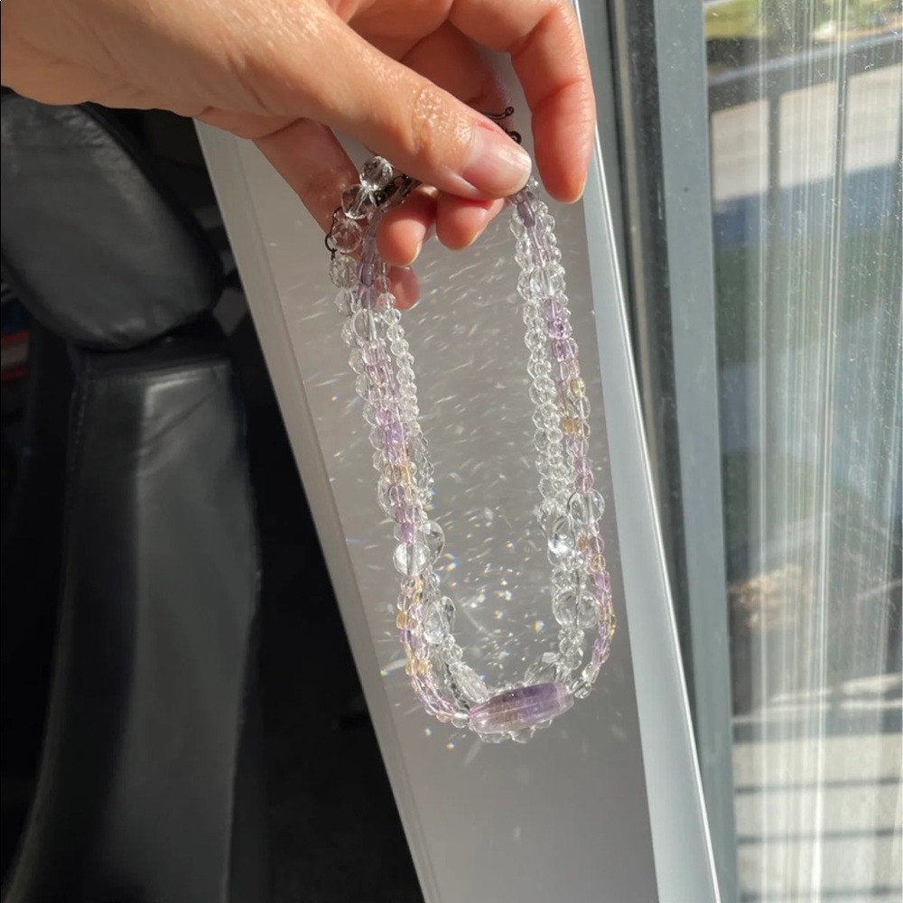 Bundle of handmade clear crystal and lucite necklaces